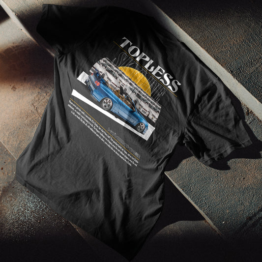 Blue TOPLESS SKYLINE - Heavy T-Shirt